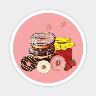 Nuts for Donuts & Yummy Honey | Food Magnet